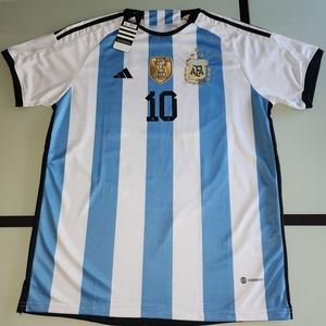 Lionel Messi #10 World Cup 3 stars jersey with shorts Size Large